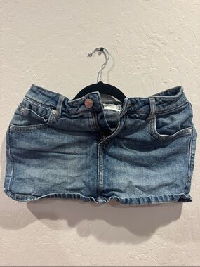 Garage Denim Mini Skirt in Blue with Built in Shorts